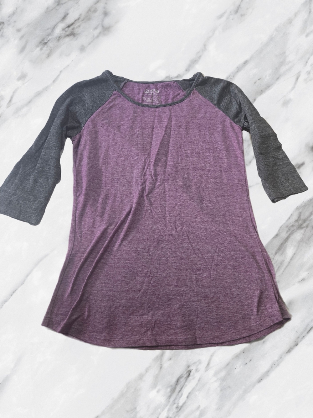 Warehouse One Purple and Gray Raglan Long Sleeve Tee